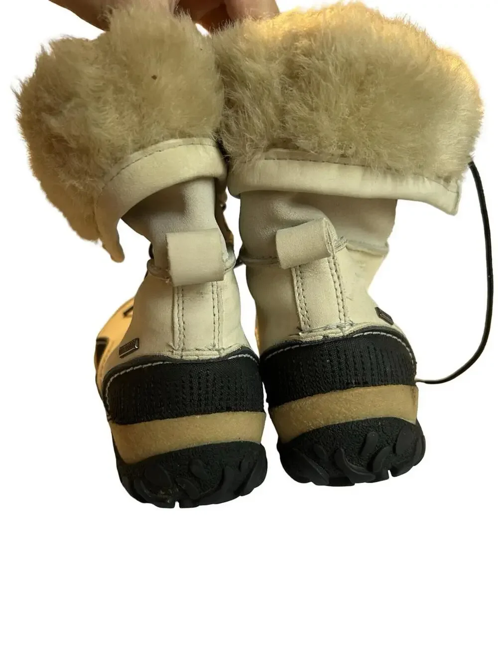 Merrell Womens Winter Boots Size 10.5 Waterproof Faux Fur Cuff Lace Up‎ Cream